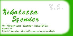 nikoletta szender business card